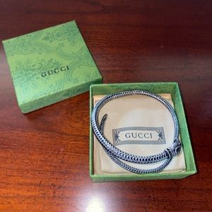Gucci Snake Motif Sterling Silver Bracelet
